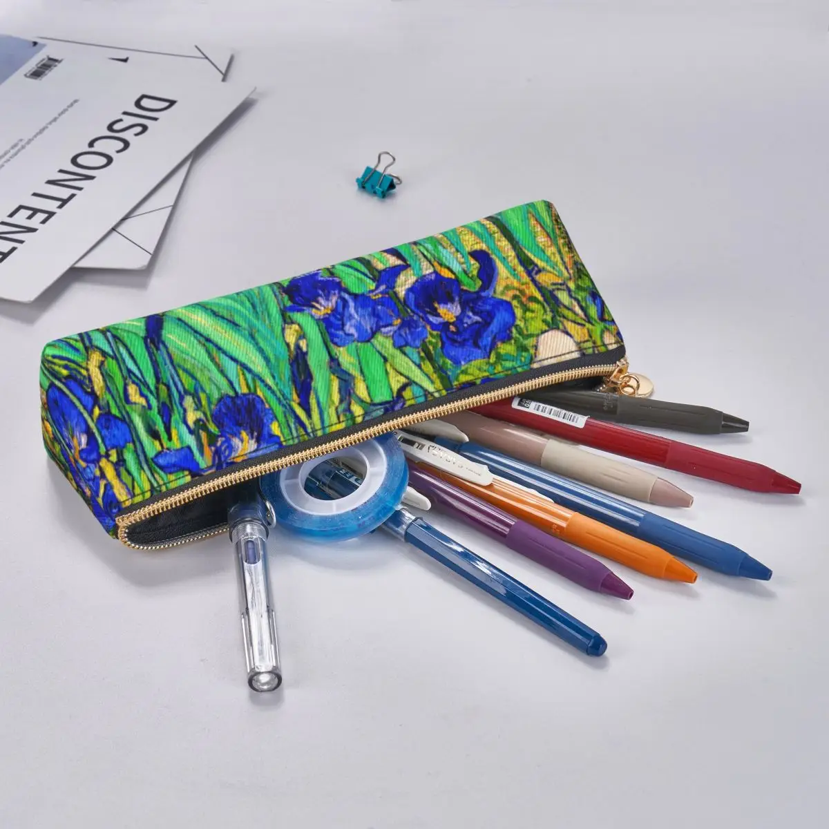 Vincent Van Gogh Pencil Case Irises Flower Print Boy Girl Kawaii Pencil Bag Pattern School Pencil Cases Stationery Gift image 6
