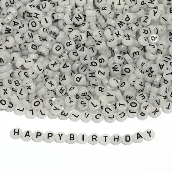 100顆7毫米壓克力夜光珠,扁平圓形字母散珠,用於珠寶製作DIY手鍊項鍊配件 10 最佳銷售 發光珠子 - №9