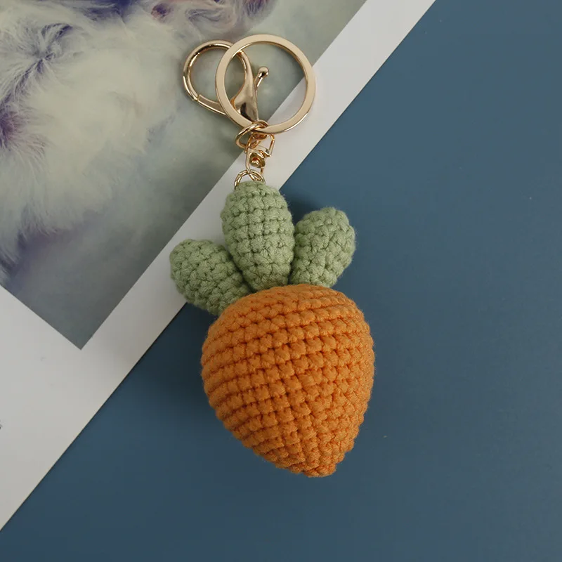 Pingente Cenoura Criativa Mão-Tecido, Lã Crochet Fruit, Acessórios Cute Bag, Encanto do telefone móvel, Presente da personalização