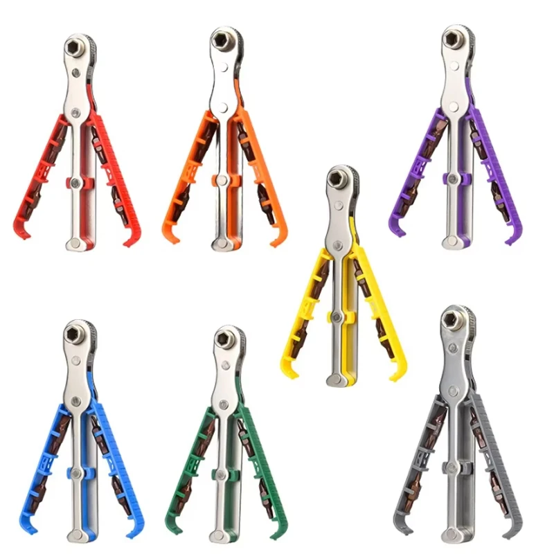 

36-gear ratchet wrench with 4 double-head screwdriver bits, suitable for narrow working environments, hand tools