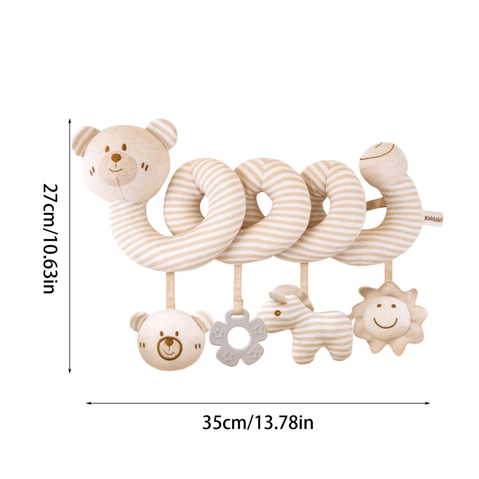 Simpatico giocattolo per culla a spirale per bambini a forma di orso con sonagli appesi Massaggiagengive Morbido peluche per attività infantile Giocattolo elasticizzato e a spirale per seggiolino auto