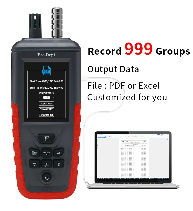 Equipamento de sistema de qualidade do ar pm2.5 sensor pm10 dispositivo detector de produto ao ar livre detector portátil com saída de dados