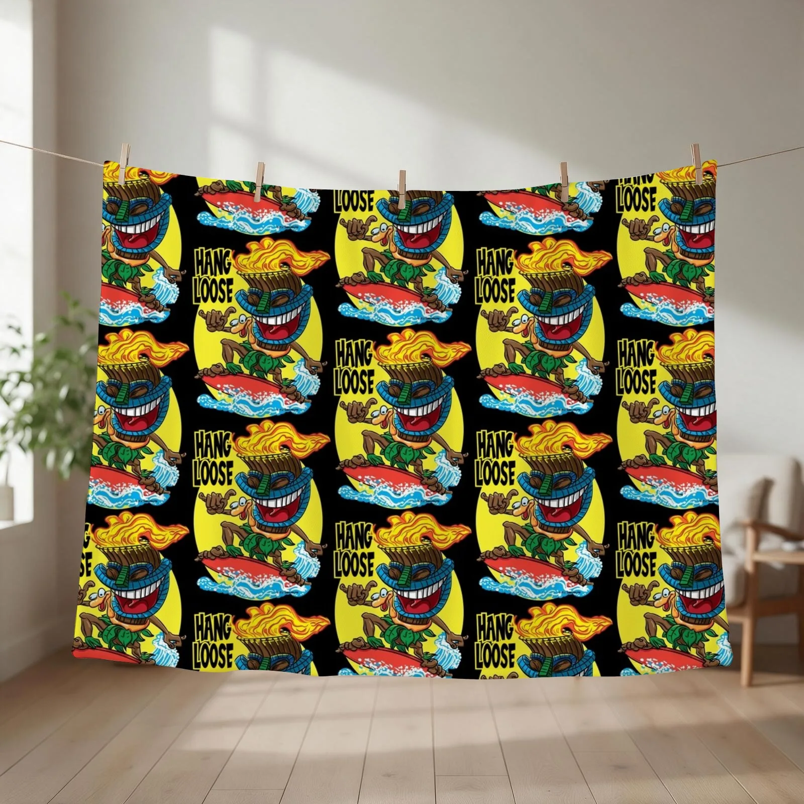 Hang Loose Tiki Surfer Throw Blanket for babies Soft Plush Plaid Giant Sofa for winter Blankets
