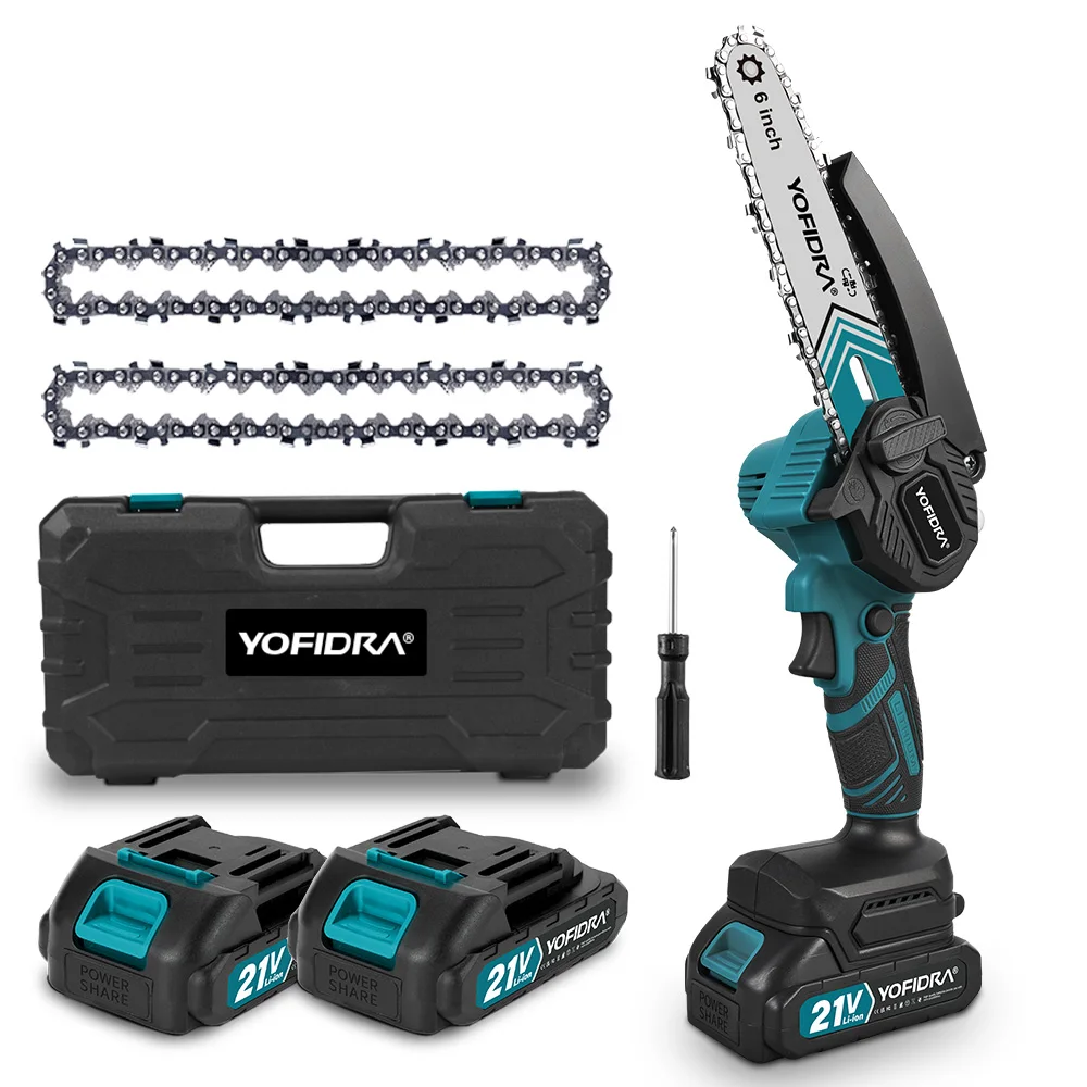 YOFIDRA 30000 U/min 6 Zoll Elektrische Kettensäge Tragbare Kettensäge Garten Holzbearbeitung Schneiden Power Tool Für Makita 21 V Batterie pin