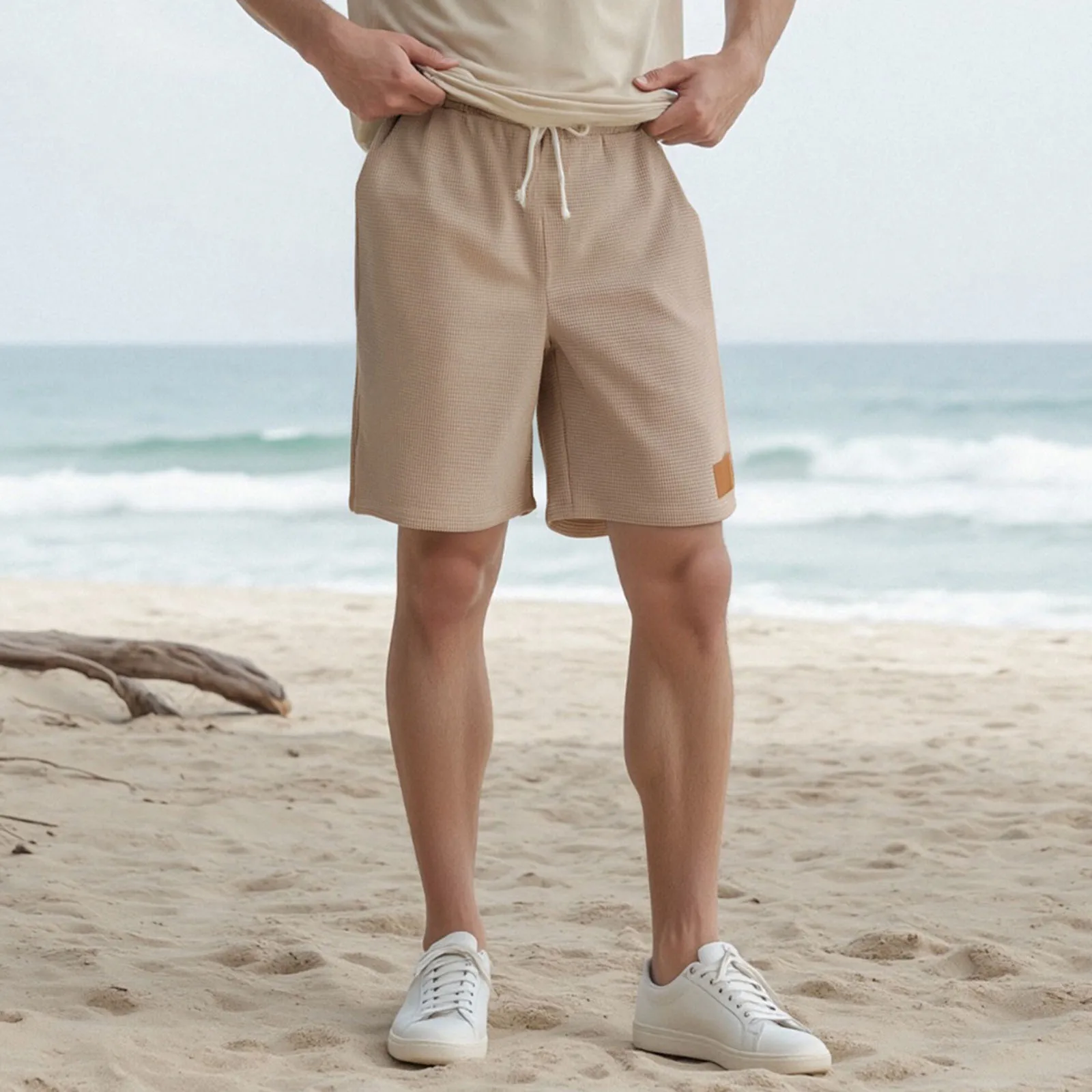 

Мужские шорты в клетку, летние повседневные шорты с эластичной резинкой на талии и карманами, уличная одежда