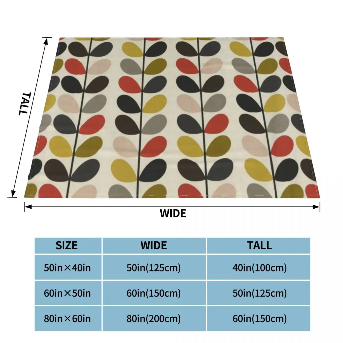 Orla Kiely Hygge Colorful Multi Stem Design Flannel Blanket 1960 retro Fashion Throw Blanket Sofa Bedding Lounge 150*125cm Quilt