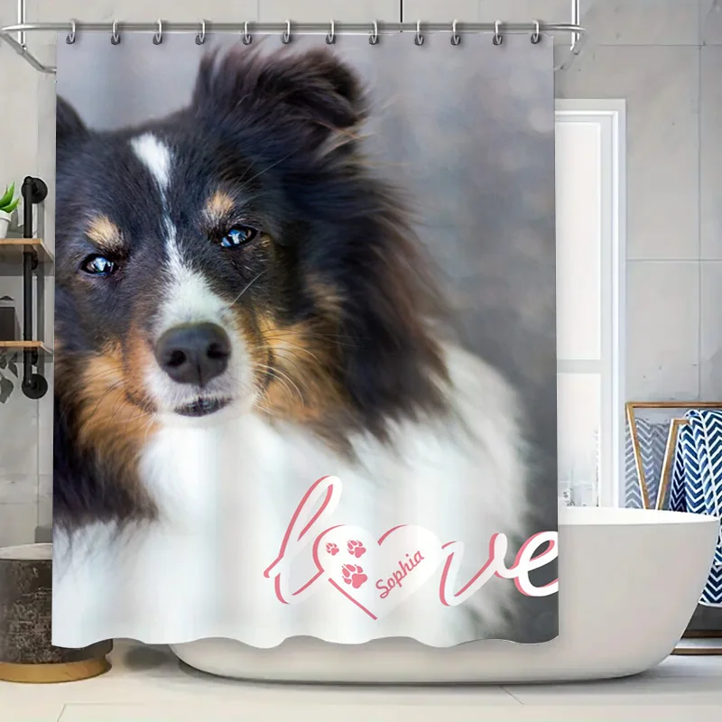 

Пользовательская любить домашнее животное: персонализированная занавеска для душа с собакой для теплого и уютного декора ванной комнаты