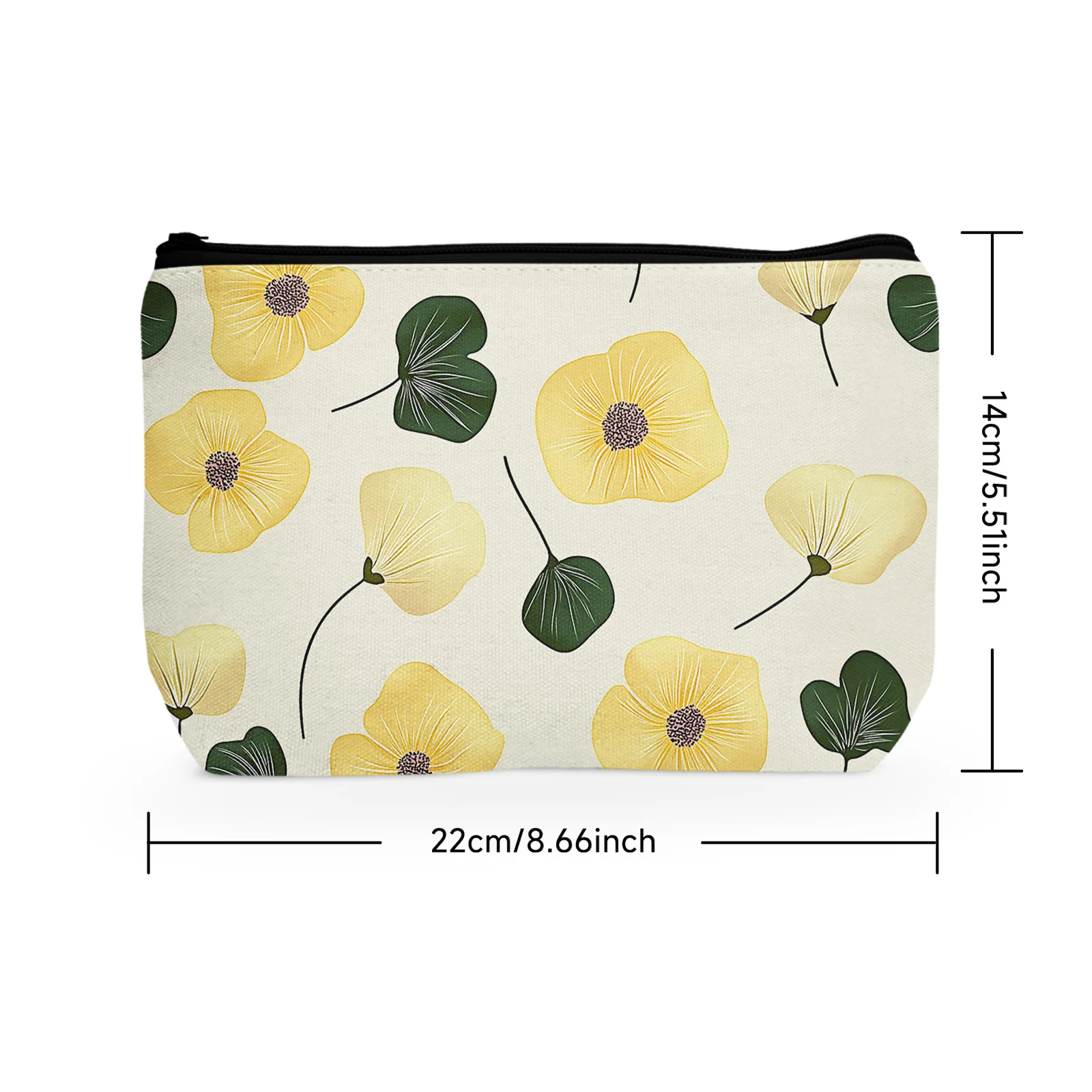 1Pc Floral Makeup Bag Wildflower Pattern Makeup Bag Makeup Bag With Zipper Aesthetic Makeup Bag Perfect Gift For Sisters