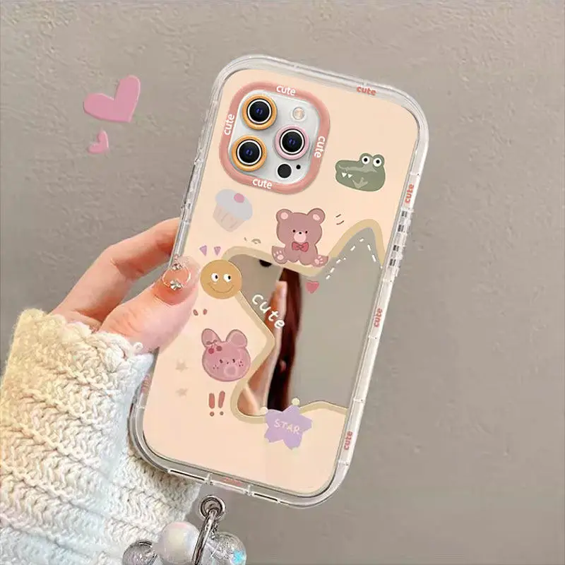 Star Aesthetics Cartoon Air Cushion Mirror Phone Case For iPhone 17 15 14 16 Pro Max 13 12 11 Pro XR XS 7 8 Plus 17Air Art Cover