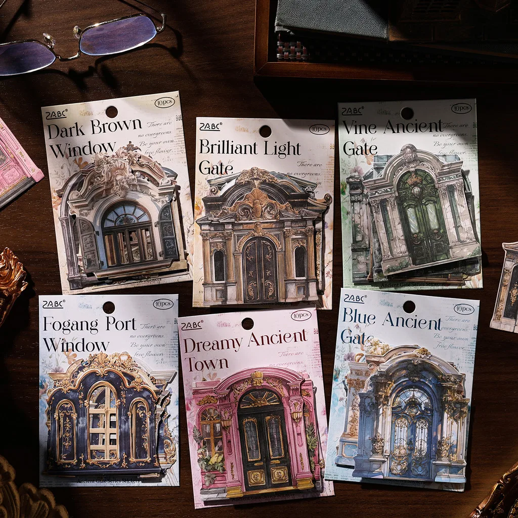 10 Stück Scrapbook-Aufkleber mit Tür- und Fensterrahmen für Junk Journal, Kartenherstellung, Collage, Fotoalbum, handgefertigte DIY-Papierkunst-Dekoration