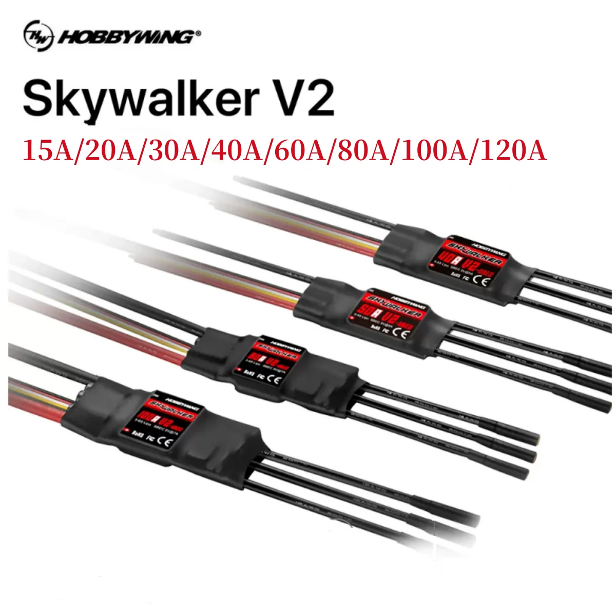 Hobbywing Skywalker 15A/30A/40A/50A/60A/80A/100A V2 Speed Controller ESC With UBEC For RC FPV Quadcopter Airplanes Helicopter