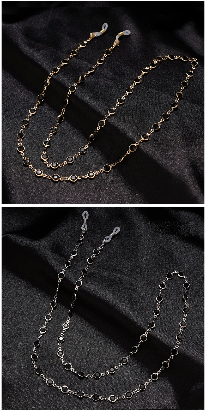 Sonnenbrille Sonnenschutzkette Mode Metall Maskenkette Einfache Perle Edelstein Brillenkette Charm Metall Lanyard Brillengestell Seil – Detail 13