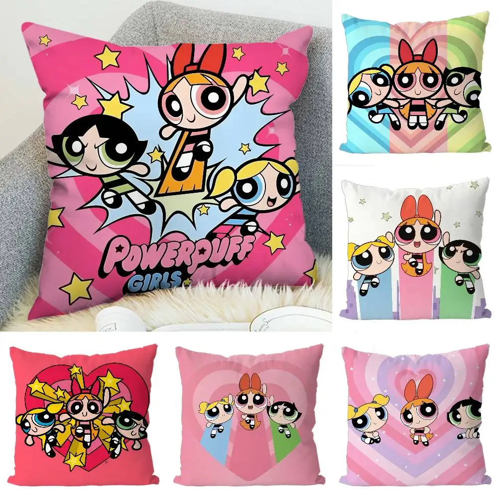

Cute Girls P-Power-puffes Pillow Case Luxury Double-sided For Car Pillows 45x45 Cushions Cover Home And Decoration Sofa Pillowca