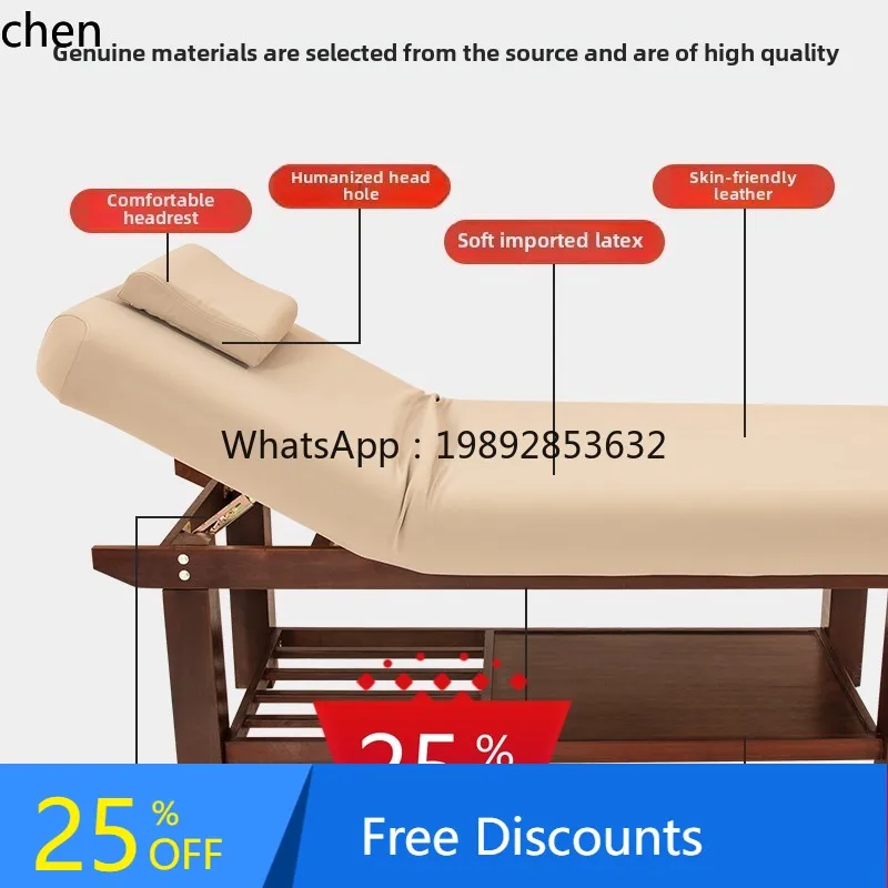 

AA Beauty bed mahogany microfiber leather beauty salon step back ear picking