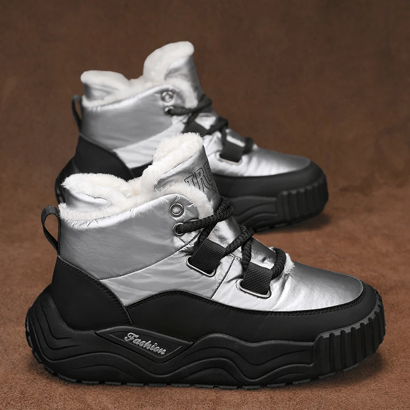 Thickened Waterproof Windproof Warm Boots New Men Winter Snow Boots Thick-soled High-top Cold-resistant Piled Non Slip Mens Boot