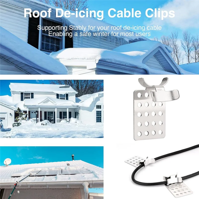 

AF89-Roof De-Icing Cable Clips, 100 Pack Aluminum Roof Clips, Metal Clip, Heat Cable Roof Clip, De-Icing Cable Clamps