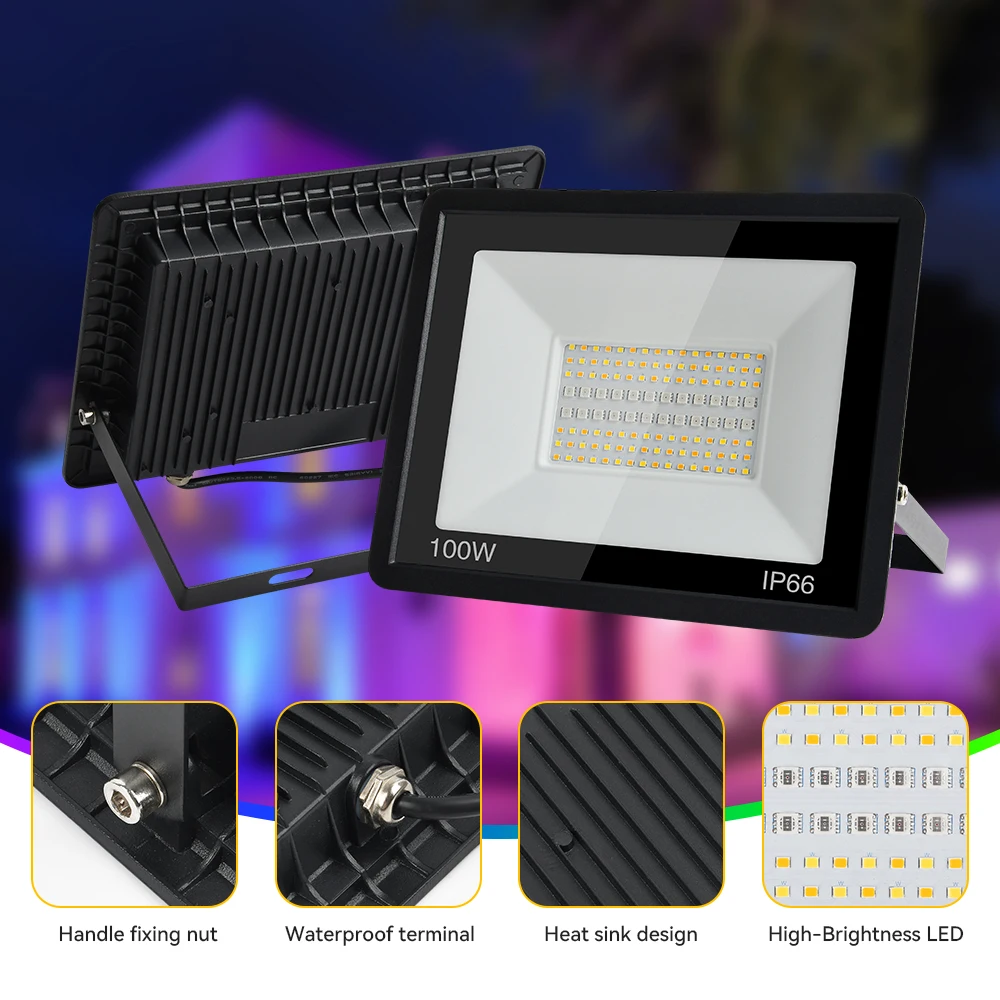 TUYA Smart Control Flutlicht RGB Wasserdichte Licht 100W Outdoor Licht LED Flutlicht Für Garten Hof Dekor WIFI verbinden