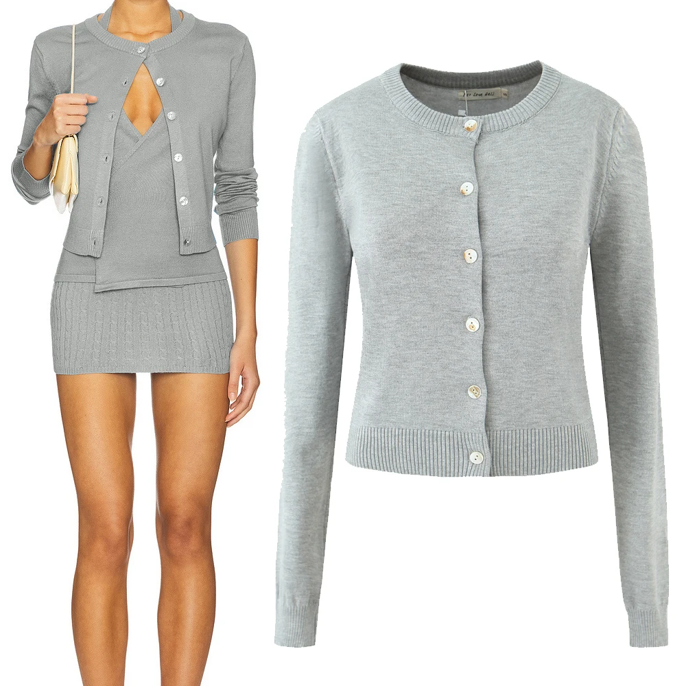 

Модный вязаный круглый открытый кардиган, женский универсальный свитер H2359, теплый осенний длинный свитер светящегося цвета для поездок на работу