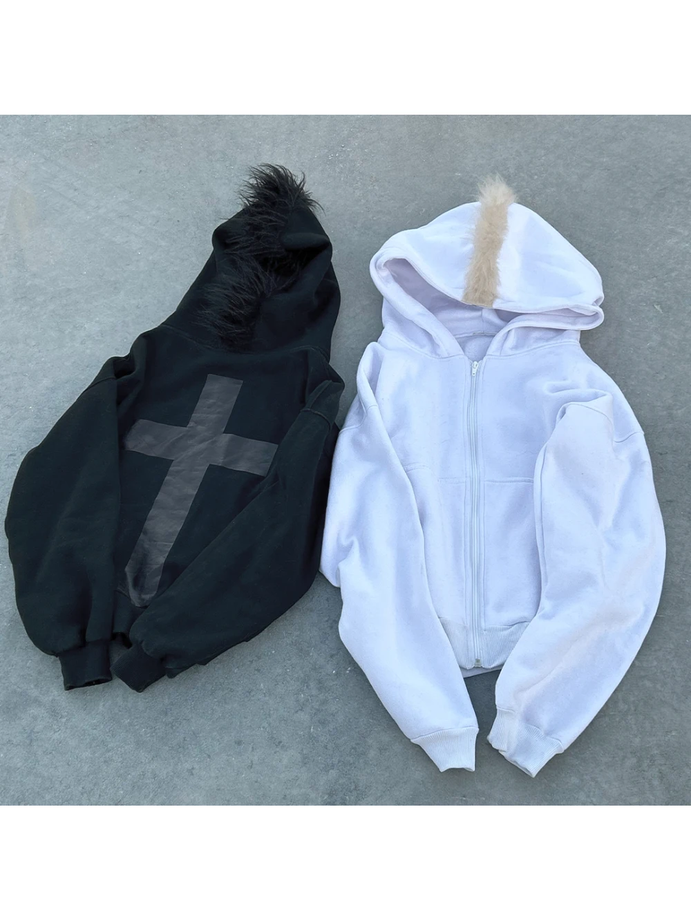 Codzienna bluza z kapturem, kardigan, wzór z naklejkami krzyżowymi, luźna kurtka z kapturem, trend amerykański jesień-zima 2025