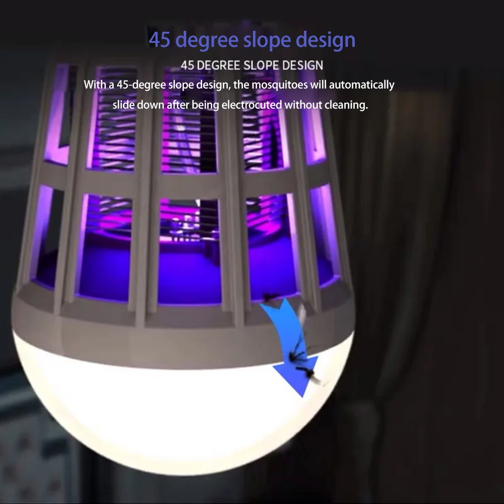 Lâmpada interna do assassino do mosquito LED, anti repelente de mosquito, bug zapper, luz doméstica, 2 em 1, e27, 9w, ac 175-220v