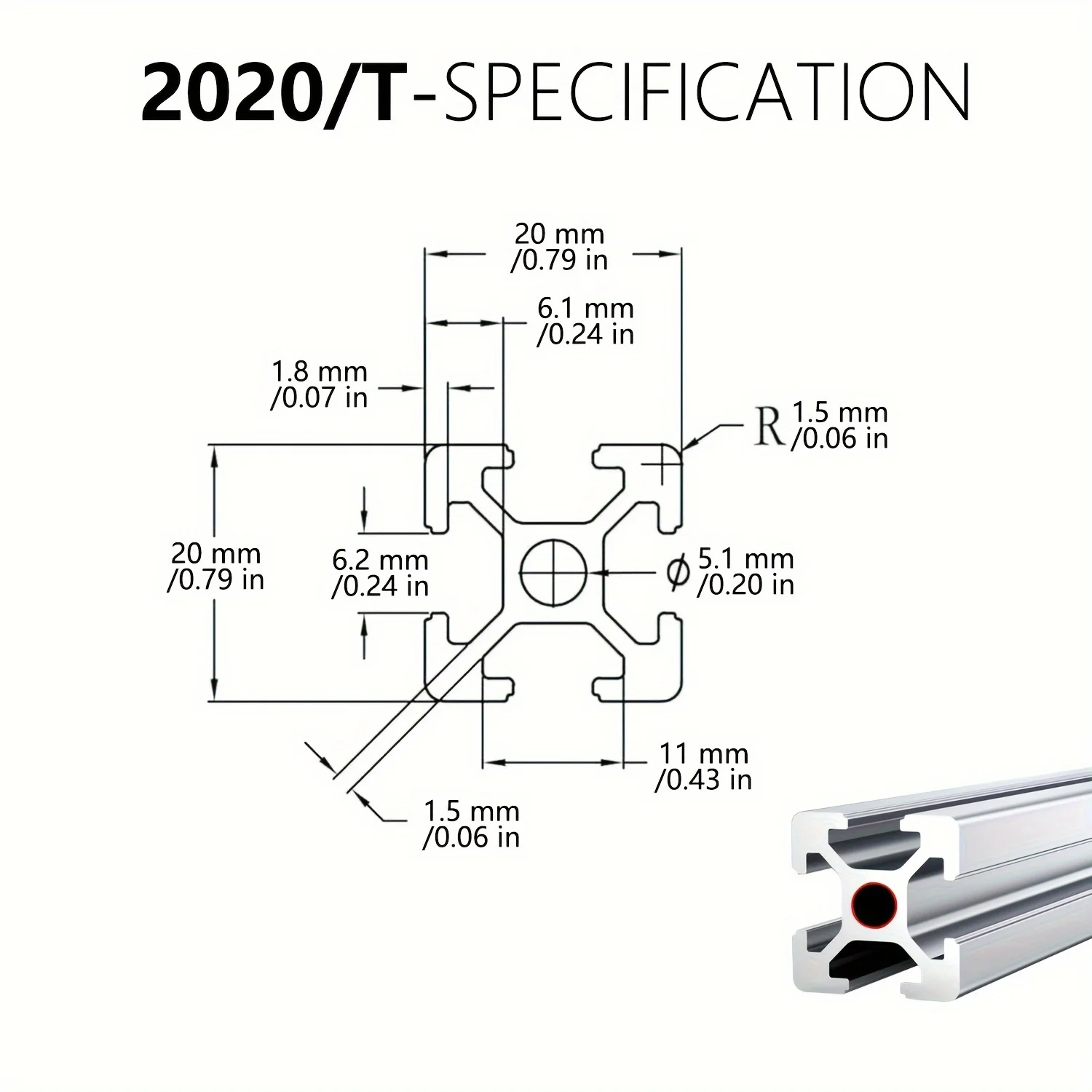 4 Stück silbrig 2020 T-Nut Aluminium-Extrusion nach europäischem Standard eloxierte extrudierte Aluminiumprofile 3D-Drucker-Zubehör DIY – Detail 1