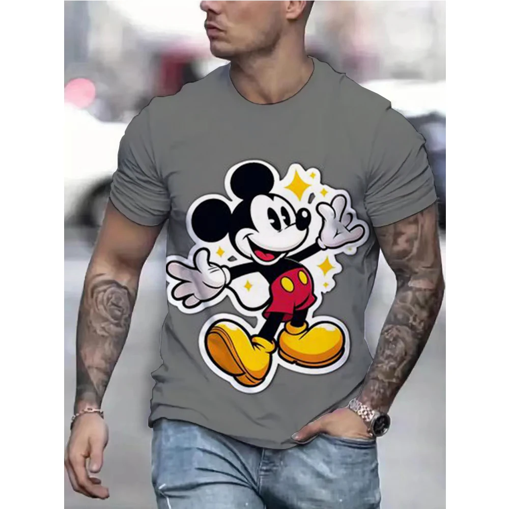 Disney T-Shirts Disney Men's Casual Mickey Donald Goofy Be Yourself Cartoon Print Regular Short Sleeve Slight Stretch Crew Neck