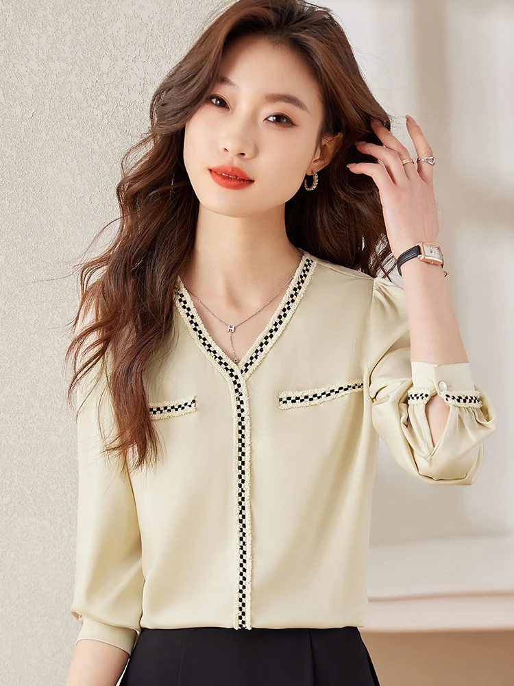 

Шикарное женское шифоновое платье с V-образным вырезом, цвет абрикосовый, новинка ранней весны, модное, в корейском стиле, длинное, приталенное.