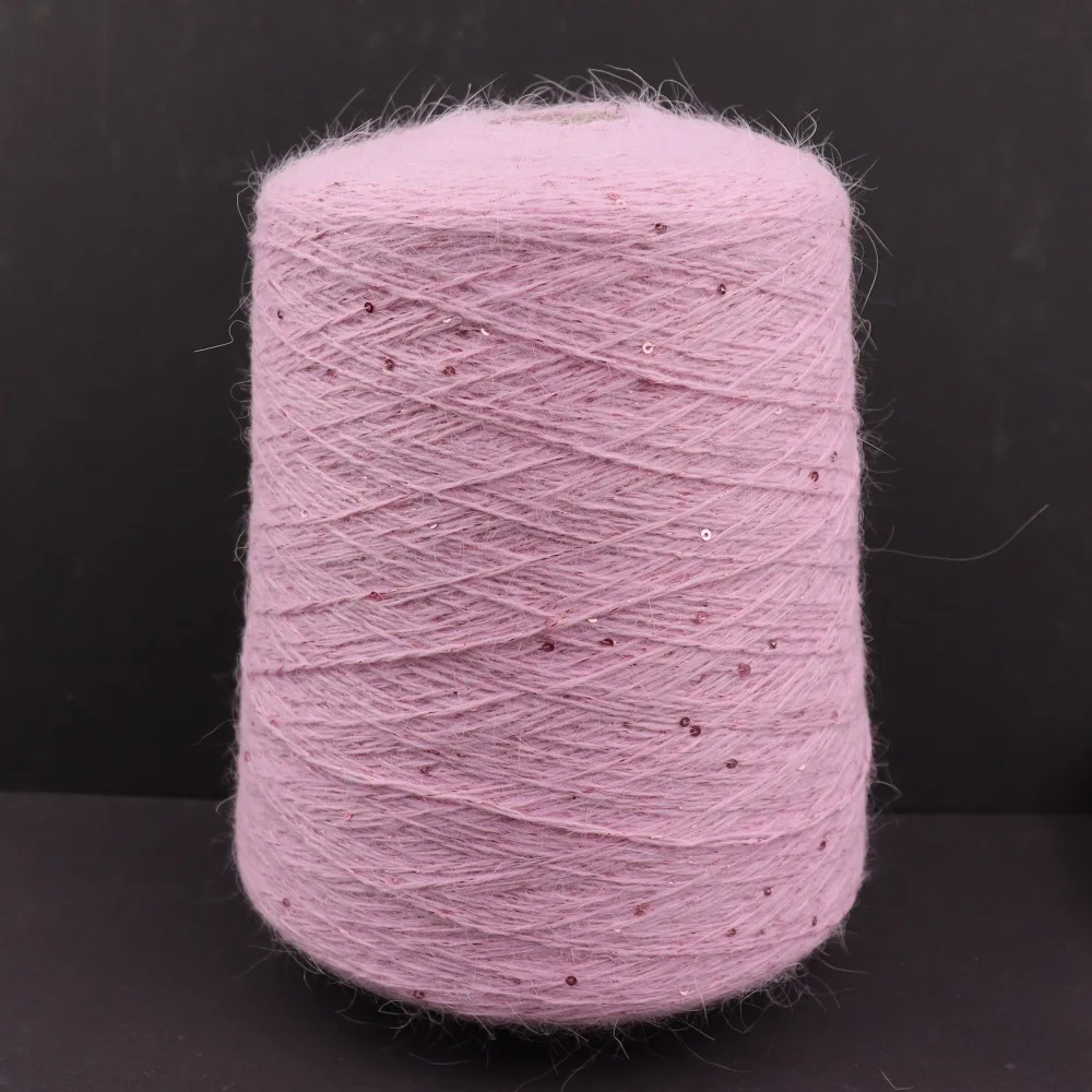 50 Grams 300 Meters 2mm Sequin Silk Yarn, Angora Gold and Silver Wool Mink Yarn. Hand Braided Thread 65% Angora, 25% Nylon
