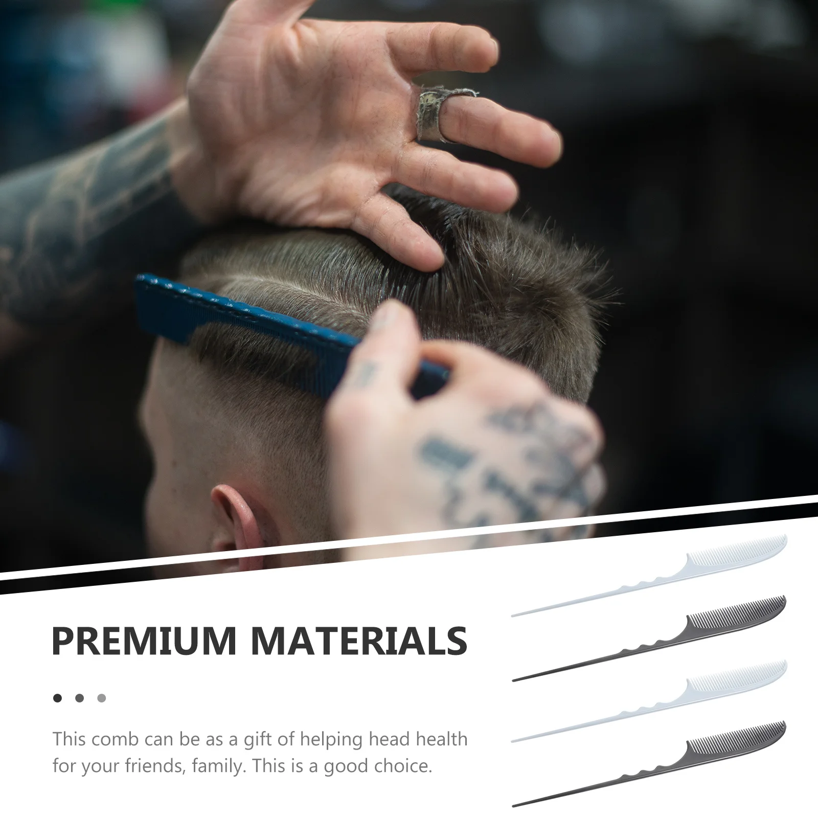 

4Pcs Hair Styling Tail Comb Set Professional Hairdressing Tool for Parting Coloring Cutting Detangling Natural Black Hair