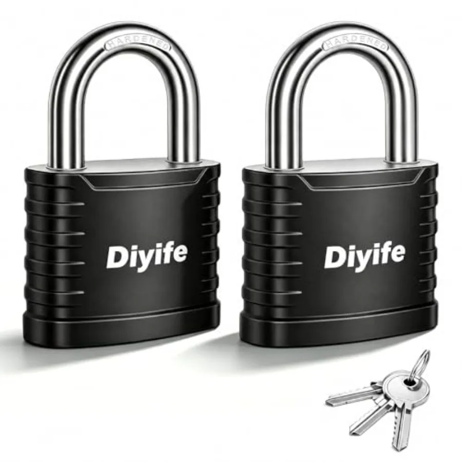 

Padlock with Key, [2 Pack] [3 Keys] Locker Lock with Keys Alike, 5-Pin 41.6mm High Security Keyed Padlock with 1/4 Inch Hardene
