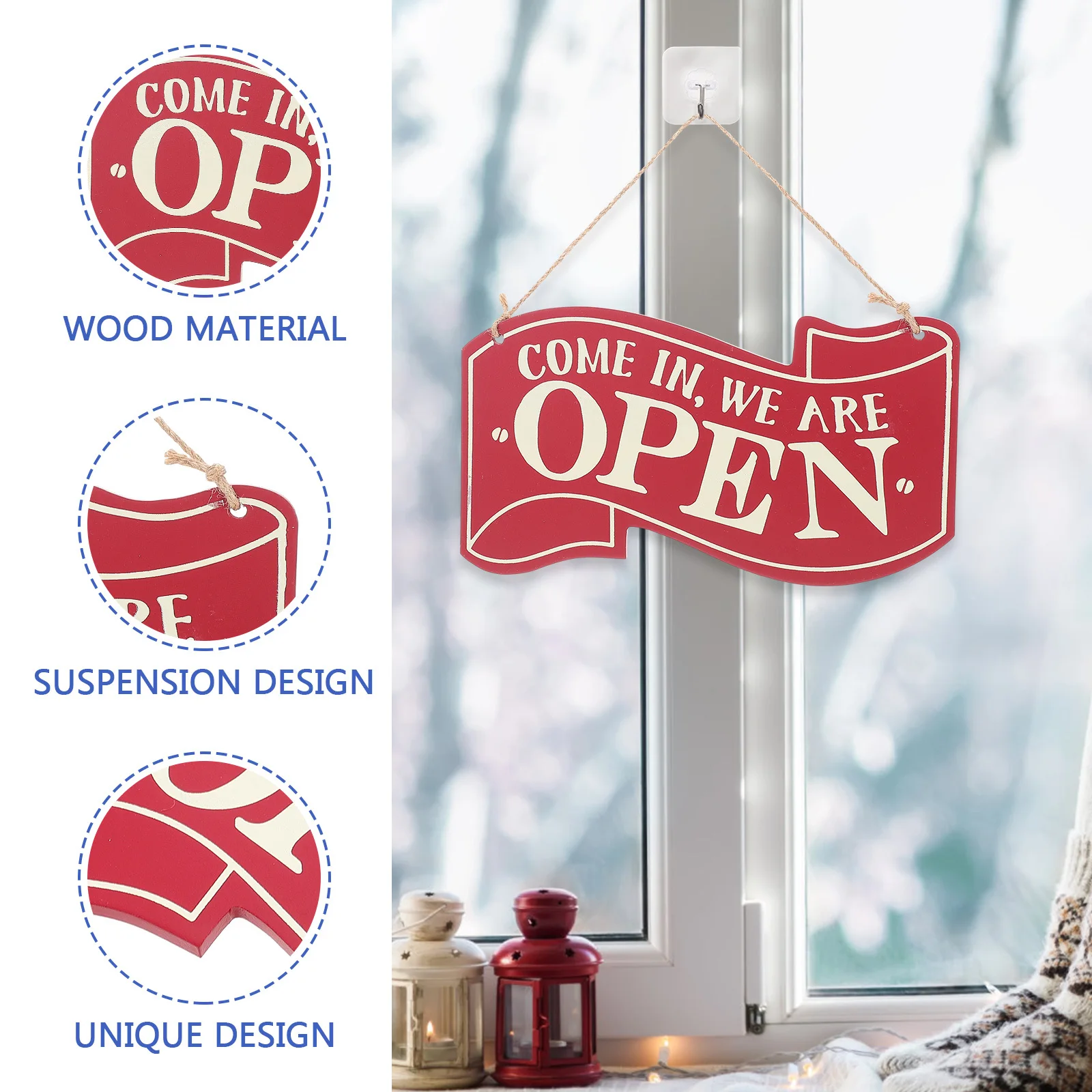 

Delicate Open Closed Sign Exquisite Craftsmanship Wooden Door Plate Pendant Durable Practical Unique Design Business Decor