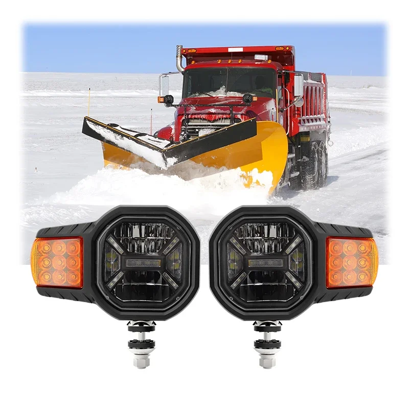 

ECE R149 R148 60W Led Combination Headlight For Tractor Snowplow Dual-Color Aluminum Front Position Light