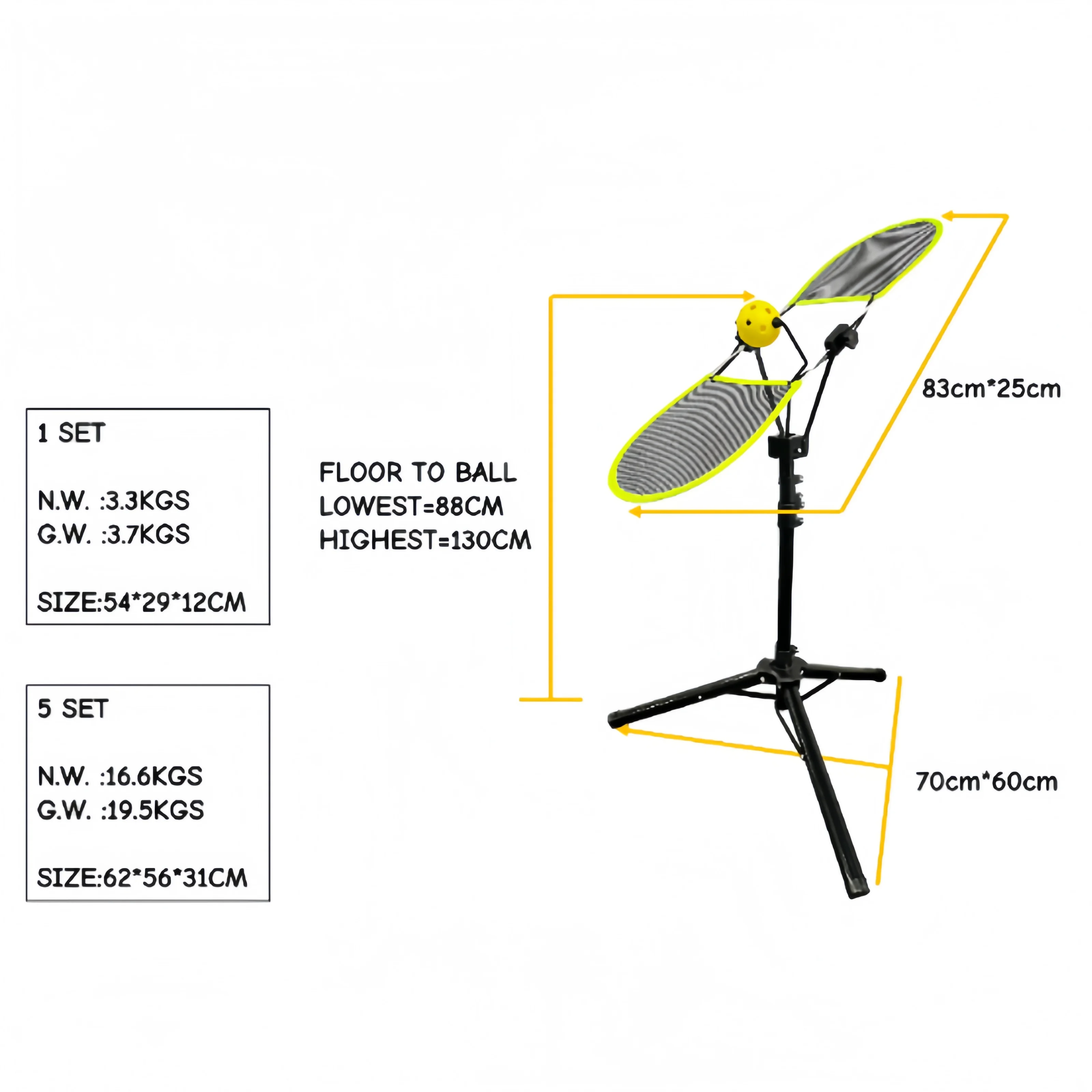 Hot PatsSport Dual-Sport Trainer Portable Pickleball & Tennis Practice Equipment Topspin Trainer with Edgeless Style