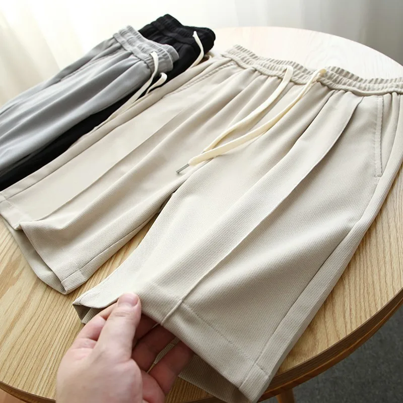 

Men's Loose Casual Knitted orts Breathable Dry Summer Cany Orders Faion Urban Sle Five-Quarter Length