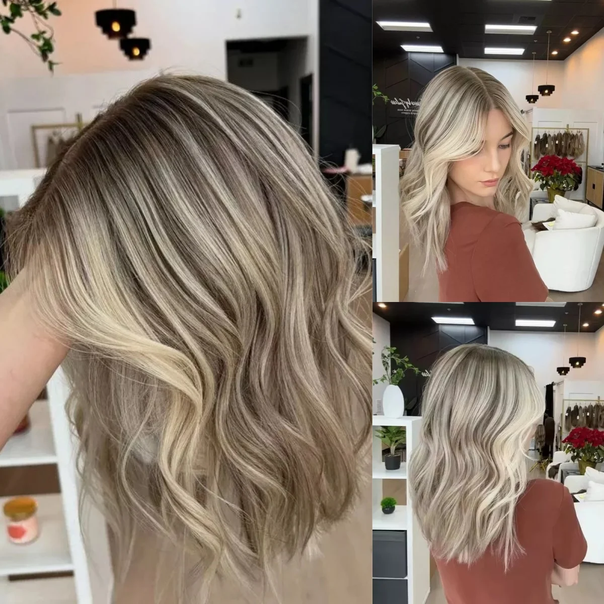 

Highlight Loose Wave Wigs Lace Front Wig Ash Brown Blonde Wigs High Density HD Transparents Synthetic Lace Frontal Wigs Female