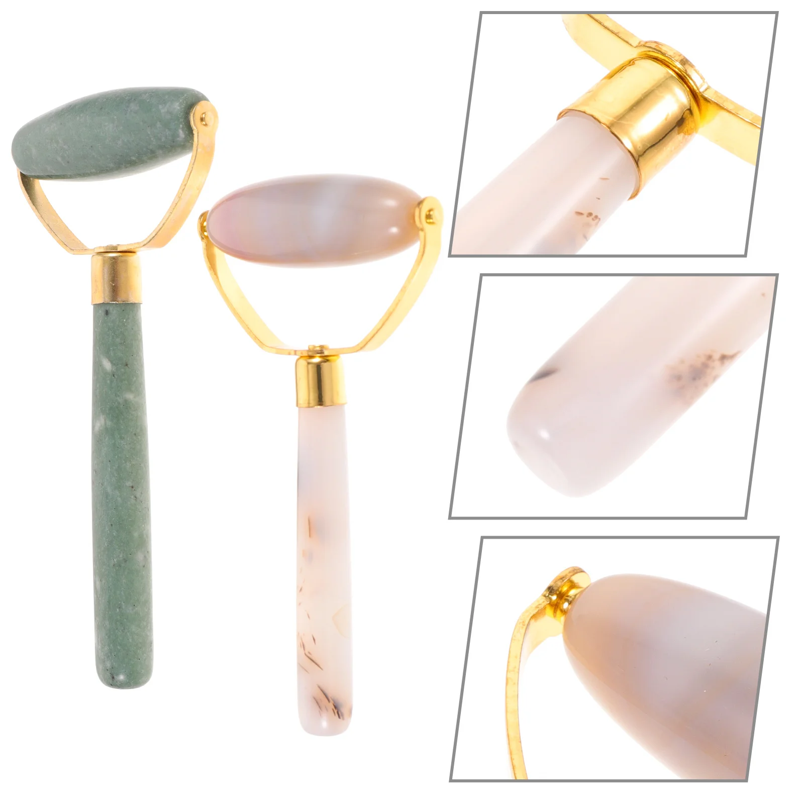 

2Pcs Jade Face Massage Rollers Skin Care Tool Eye Body Facial Roller Portable Massaging Beauty Tool Skin Care Roller