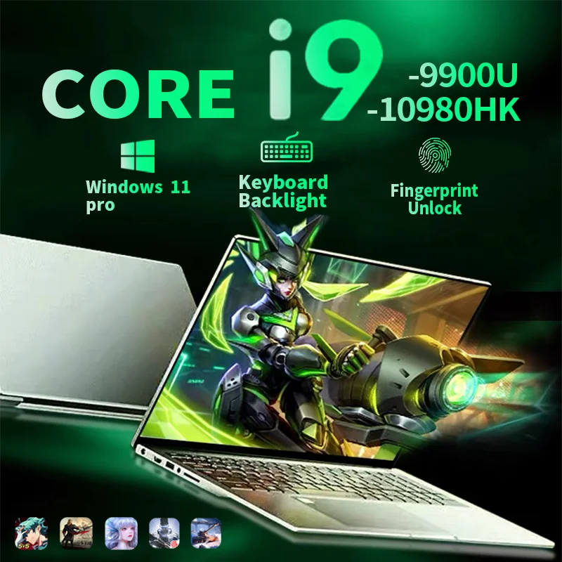 

15.6" Windows 11 Pro Laptop Computer Core i9-10980HK 16GB RAM 1TB SSD Laptops Office Computer PC Fingerprint Unlock Notebook
