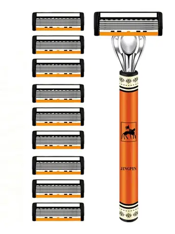 6-Layers Safety Razor Set High Quality Men Razor Sharp Stainless Steel Shaving Changeable Shaver Head Blade ﻿