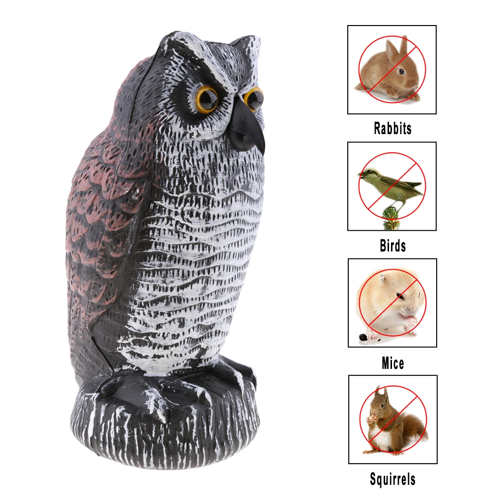 Fake Realistic Owl Hunting Decoy Sculpture Ornaments Bird Scare Away Owl Statue Decor for Garden Trees Yard Patios Outdoor