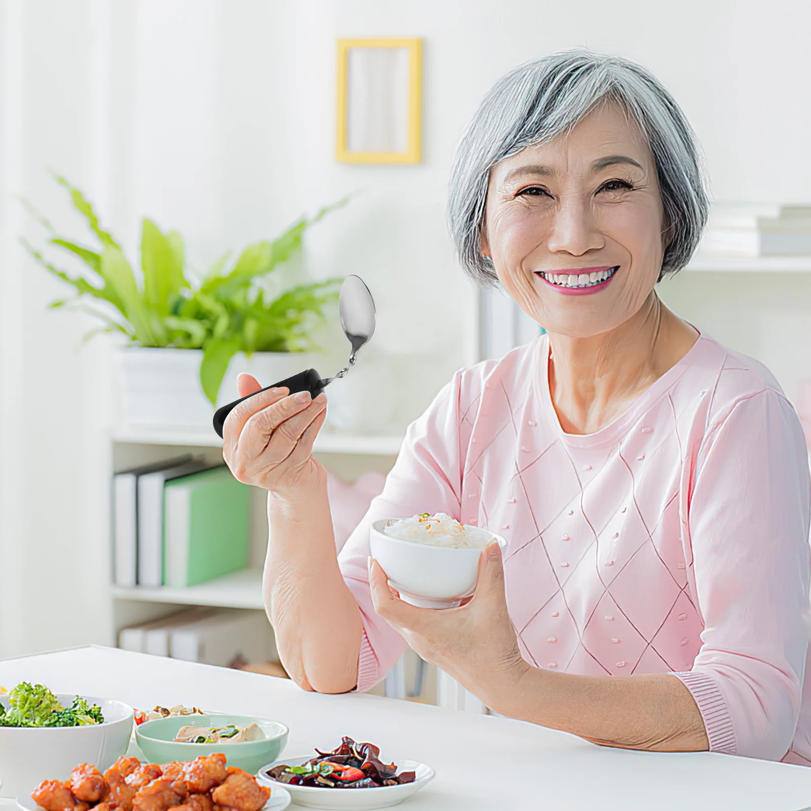 

3Pcs Adaptive Utensils Set Anti-Shaking Bendable Spoon Fork Knife Stainless Steel Elderly Dining Aid Adaptive Spoon