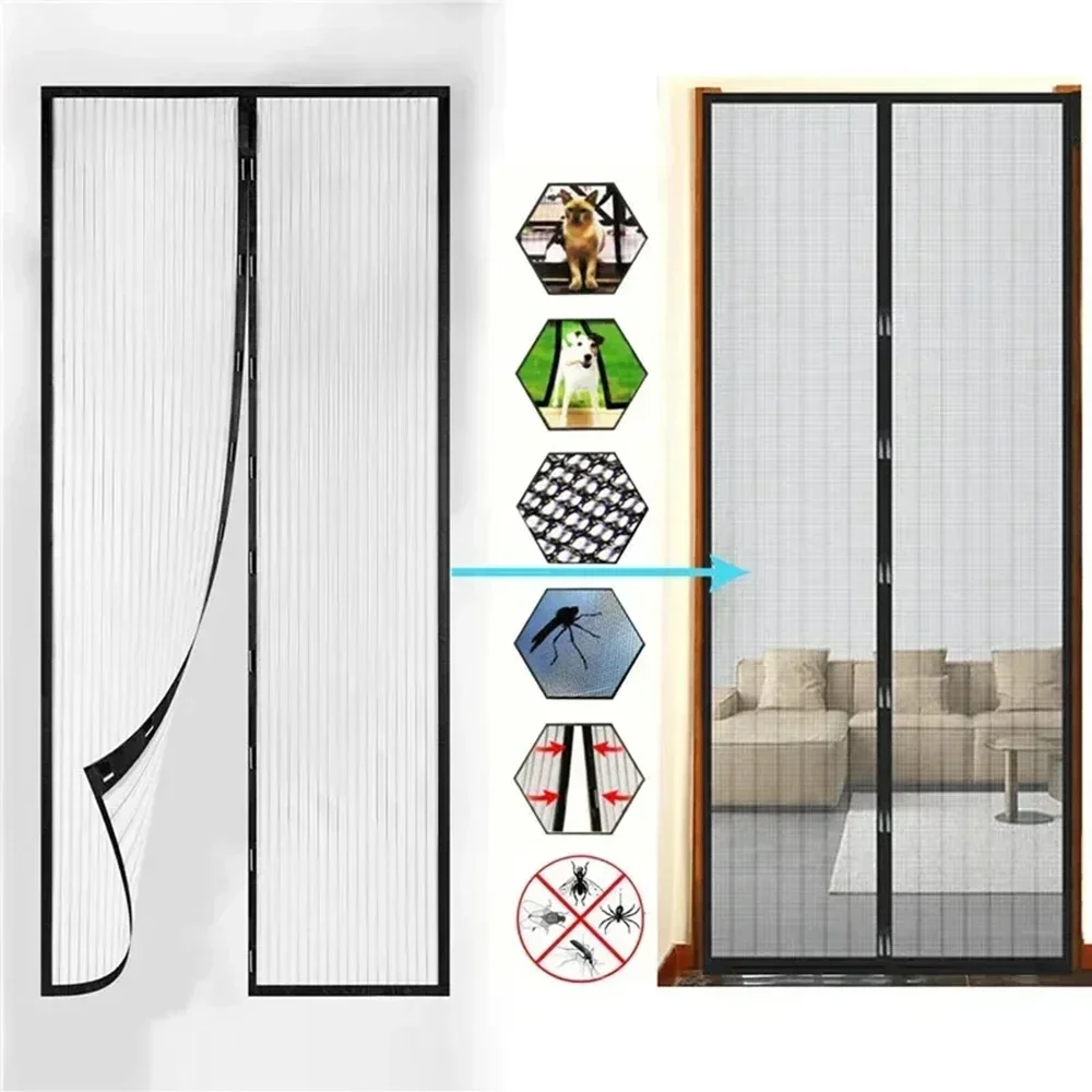 Magnetic Automatic Closing Anti Mosquito Fly Door Screen Mesh, Insect Proof Window Door Curtain Net for Home Kitchen Living Room