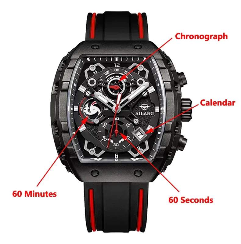 2026 Quartz Watch Square Hollow Case with Quartz Movement Luminous Calendar Display & Waterproof Matching Watch