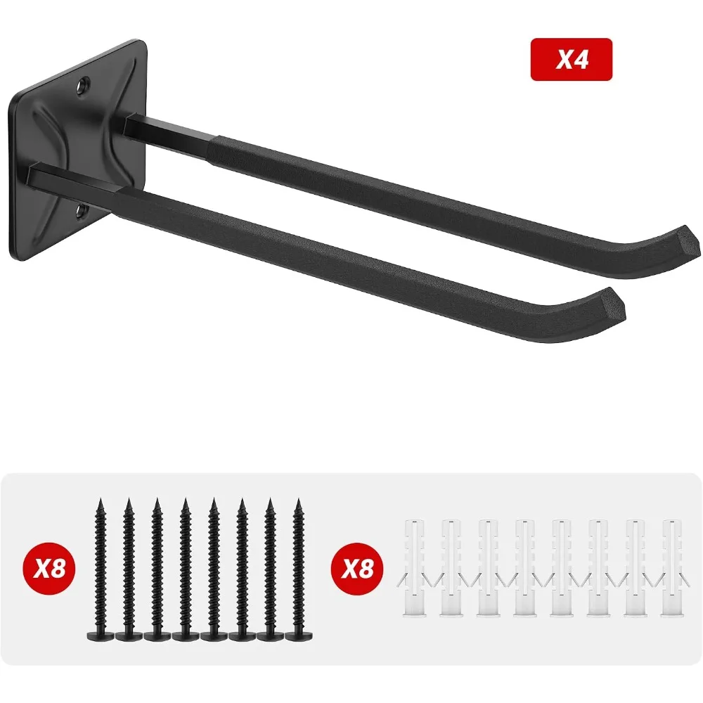 Heavy Duty Garage Storage Hooks, 12.4 inch Wall Mount Hangers for Tires, Ladders, Garden Tools, 4 Pack view 6