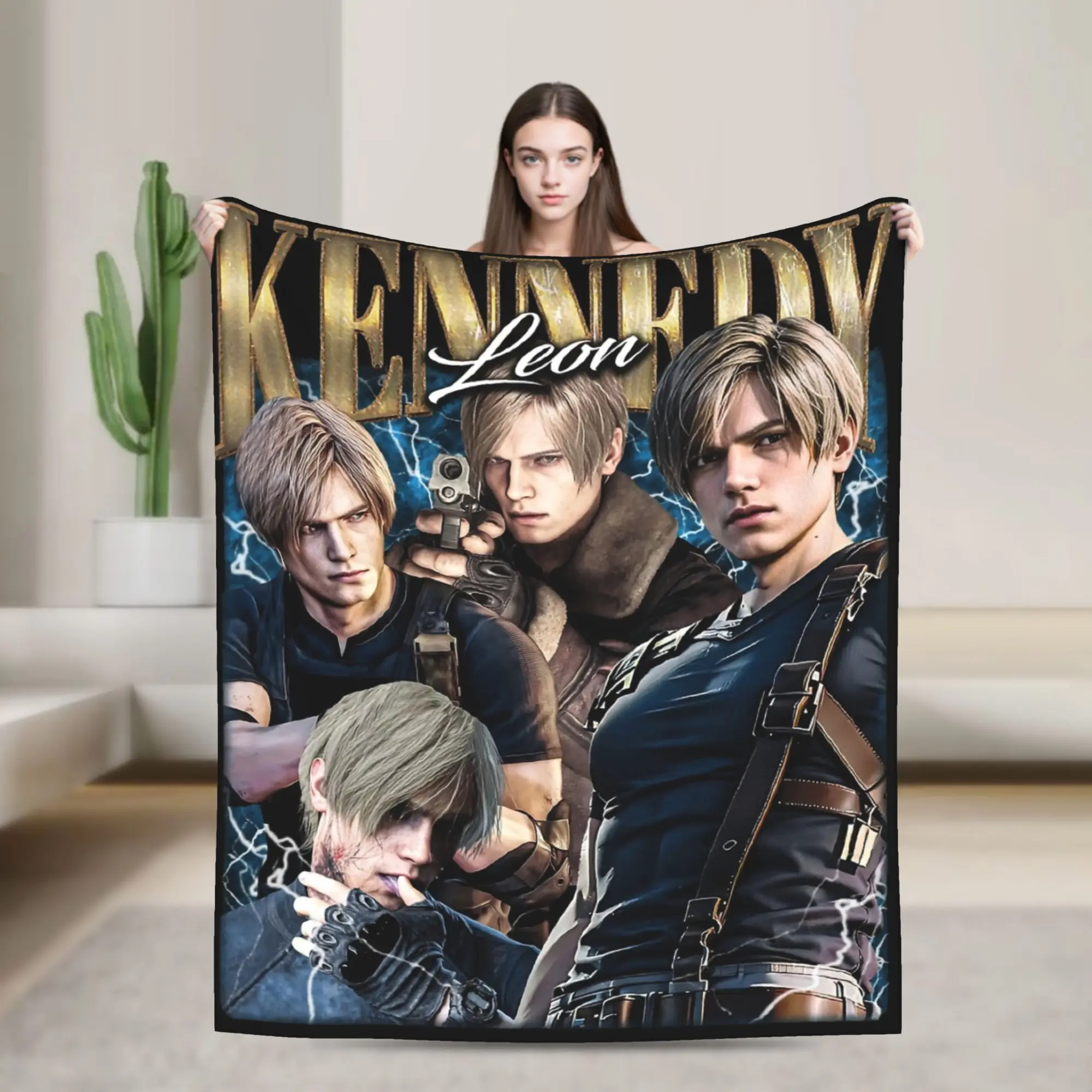 Leon S. Kennedy Residents Evils Blanket Fleece Winter Multifunction Lightweight Thin Throw Blanket for Bedding Car Bedspreads