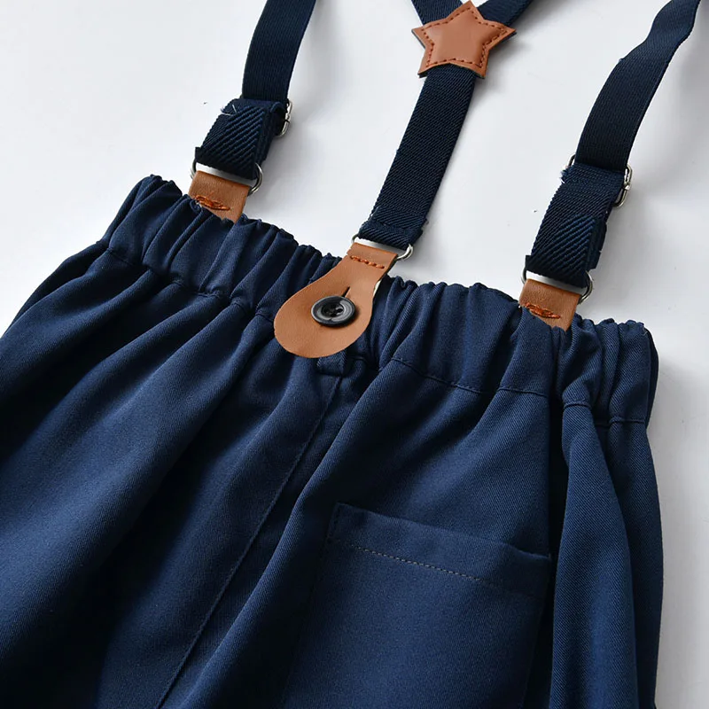 Fashion Children Boys Formal Clothing Set Toddler Gentleman Clothes Suits Long Sleeve Bowtie Shirt+Suspenders Trousers Outfits
