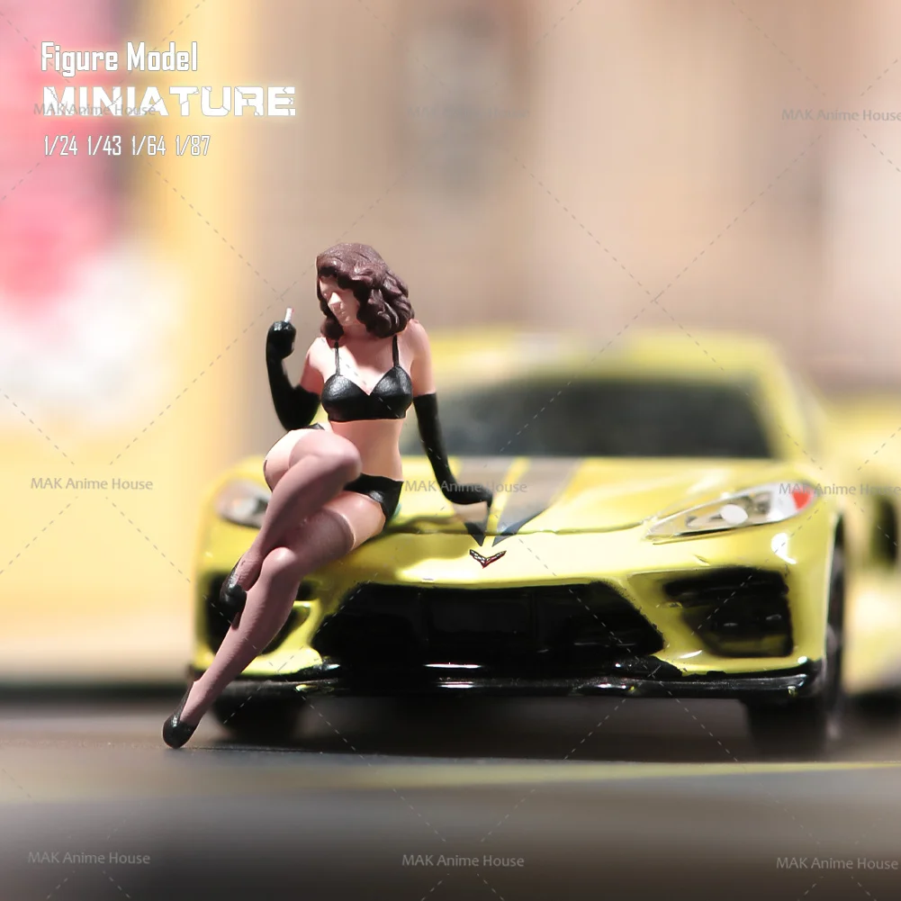 미니어처 1/64 1/43 1/87 1/24 섹시한 큰 파도 자동차 미용 피규어 인형 도색되지 않은 모델 홈 인테리어 장면 자동차 장난감