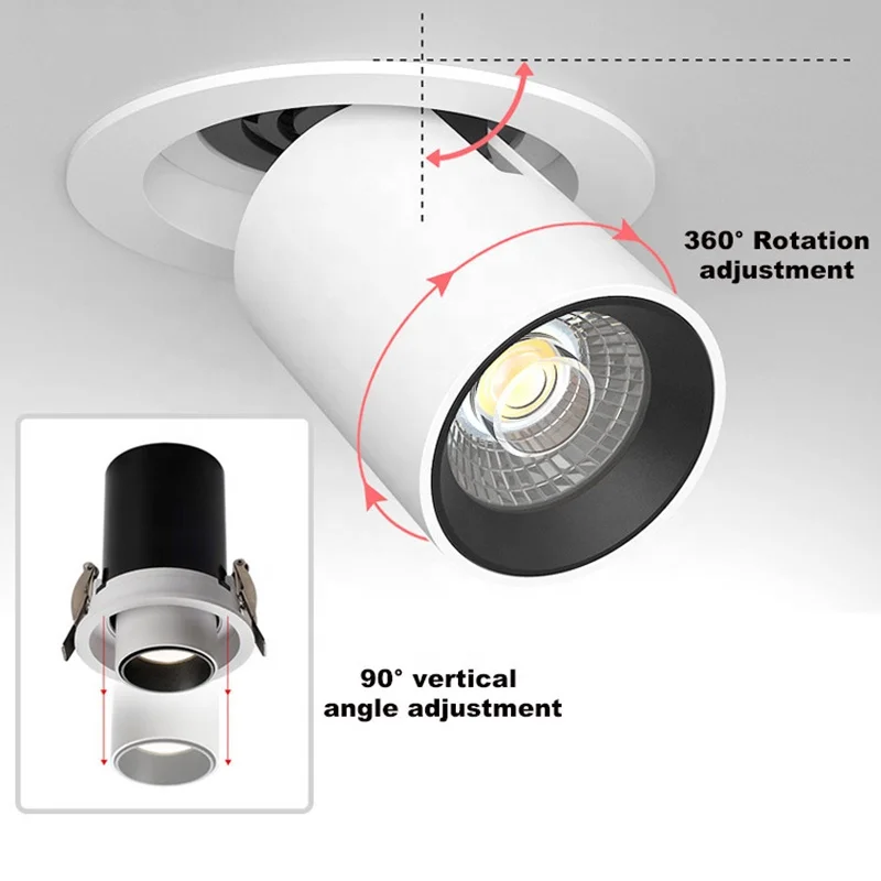 

Recessed Dimmable Die-Cast Aluminum Anti-Glare Spotlight 10w 15w 25w 35w Hotel Wall Washer Led Adjustable Cob Spot Light
