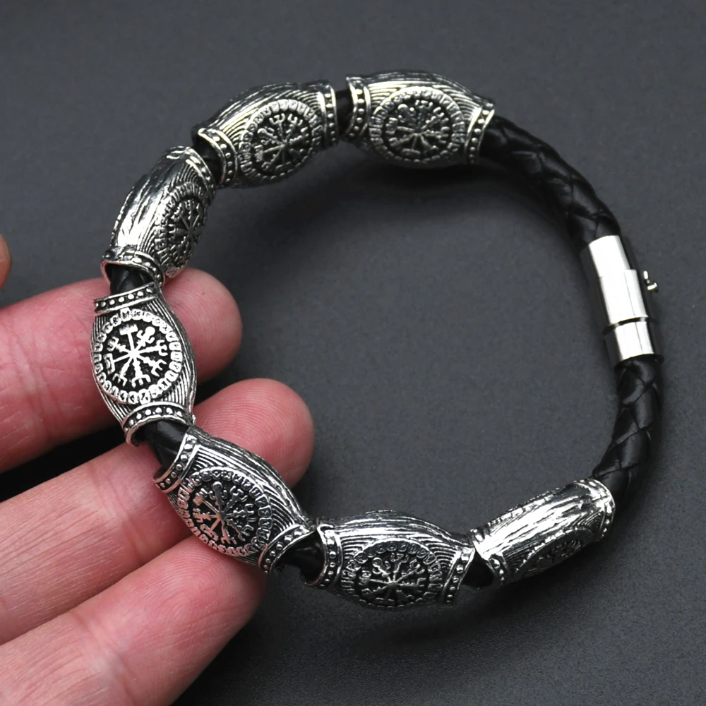 Norse Runes Bracelet Vikingo 7Pcs Vegvisir Compass Runes Beads  Amulet Viking Bracelet Slavic Accessorier