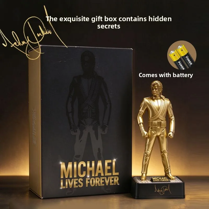 Pop Music Themed Plastic Statue Ornament Touch Activated Light Up Musical Figurine Desk Decor Fan Gift