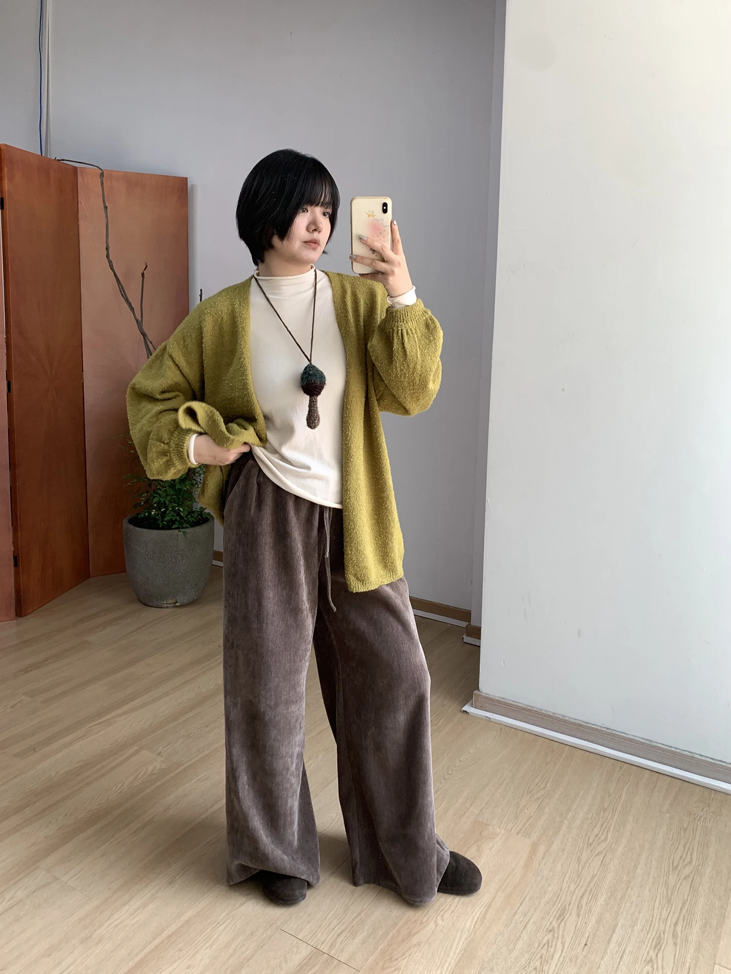 

Вязаный кардиган оверсайз оливкового цвета, свободный крой, широкие штанины, повседневный, длинный, женский, осенне-зимний, модный, трикотаж